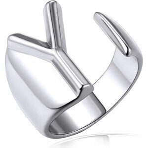 Letter Y Initial Silver Rings Adjustable Gold Statement Ring